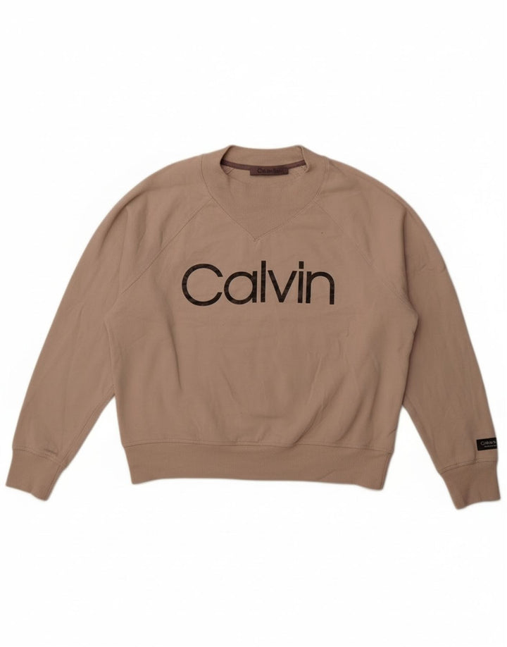 Calvin Klein - Sudadera gráfica para mujer, talla 40, talla grande, algodón beige