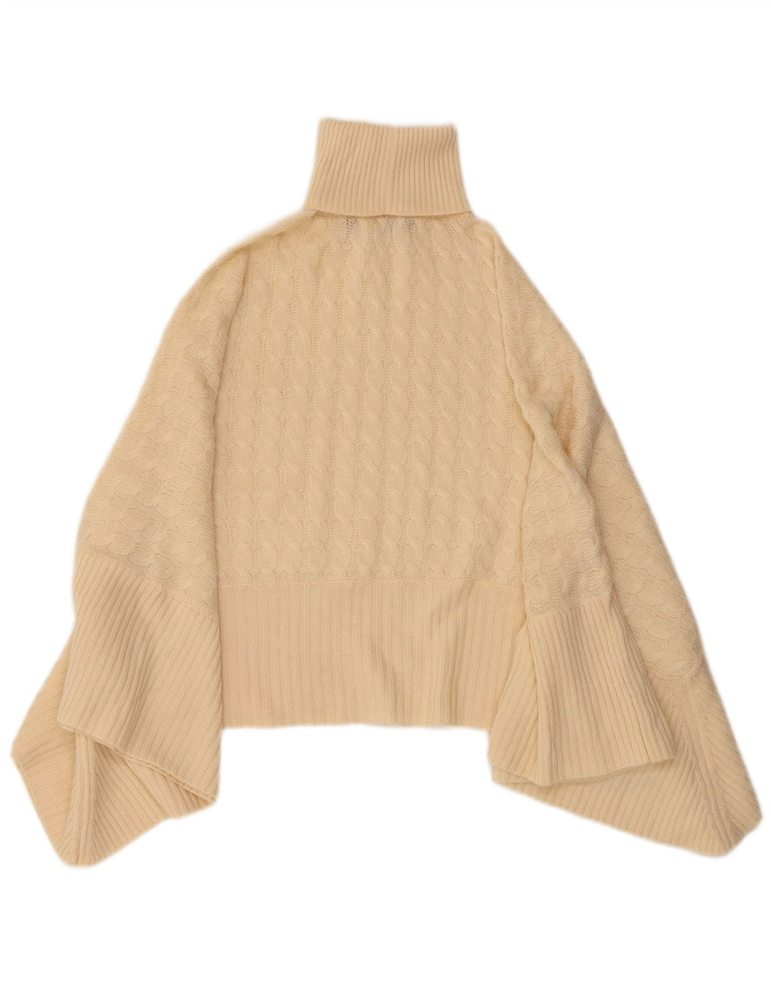 MAX MARA Jersey Poncho con Cuello Redondo para Mujer UK 10 Small Beige Lana Virgen