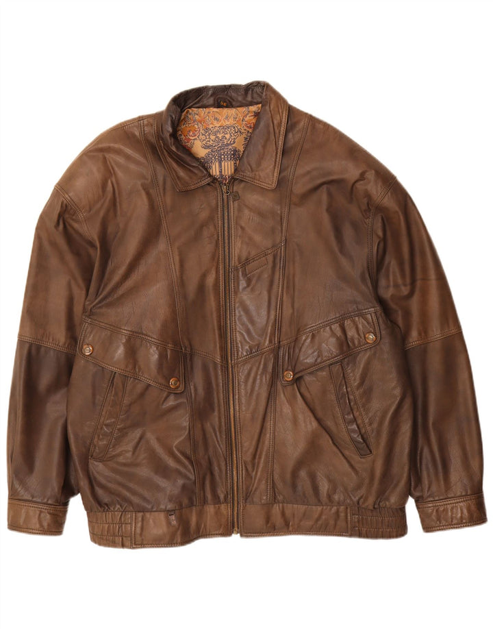 Italo Chaqueta de cuero para hombre IT 56 3XL Cuero marrón