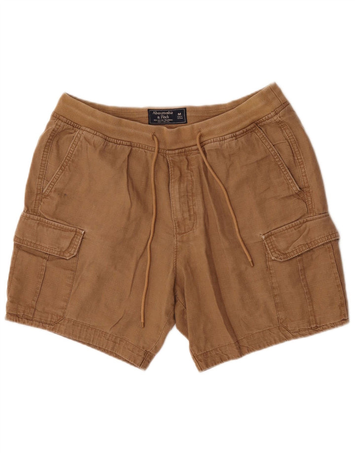 Abercrombie & Fitch Pantalones cortos cargo para hombre medianos W32 Lino marrón