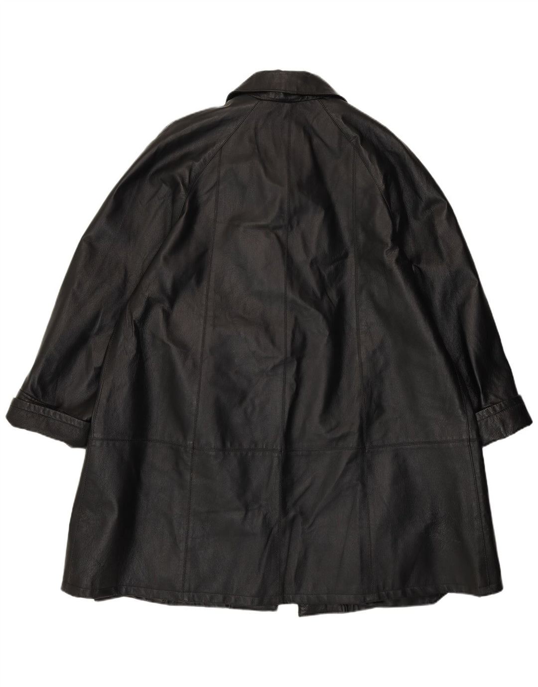 Vintage mujeres suelta ajuste cuero abrigo Reino Unido 14 cuero negro medio