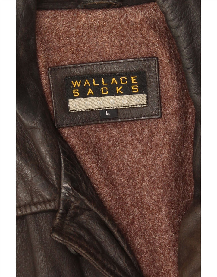Wallace Sacks Chaqueta de cuero para hombre Reino Unido 40 Cuero marrón grande