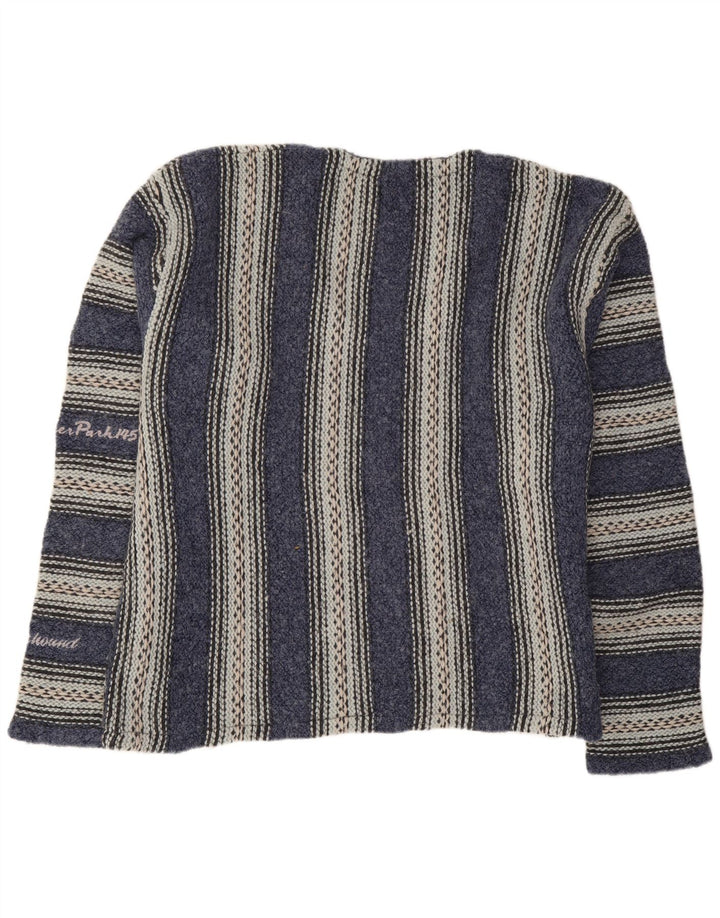 Foxhound - Jersey con cuello en V para hombre, talla grande, color azul marino a rayas