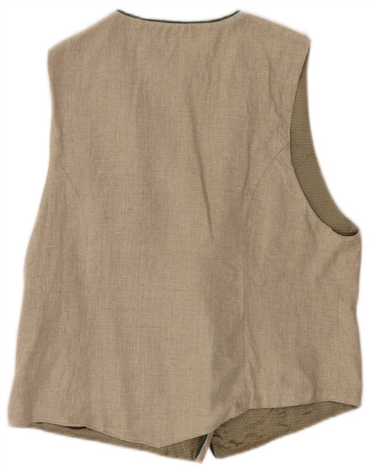 VINTAGE Womens Waistcoat UK 12 Medium Beige Acetate