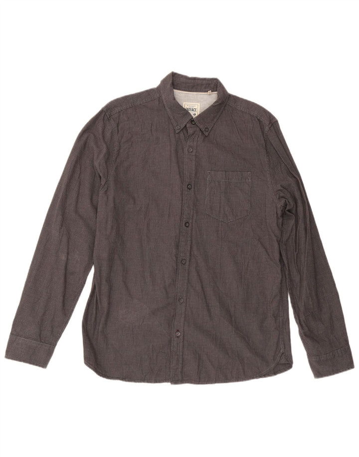 Camisa regular de hombre Fat Face de algodón con pata de gallo gris medio