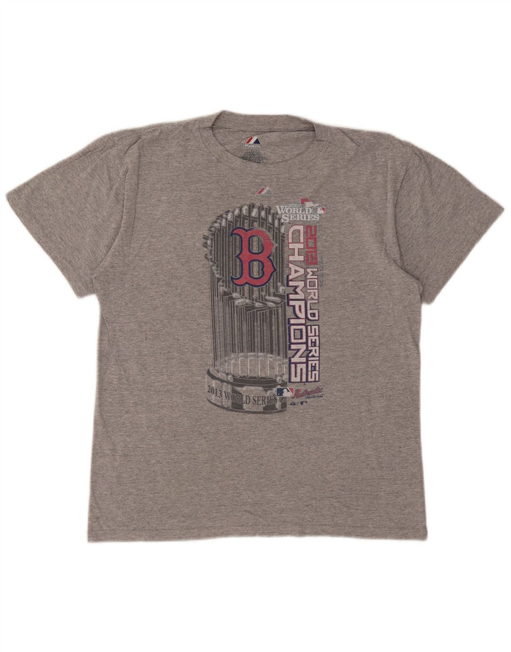 Majestic Mens Boston Red Sox Graphic Camiseta Top Poliéster Gris Medio