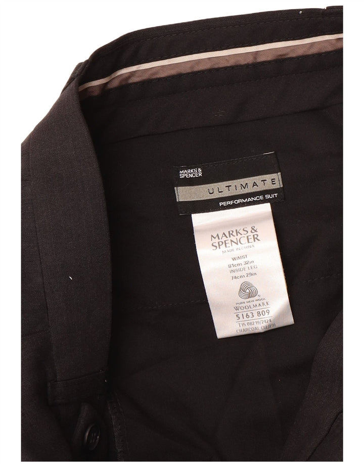 Marks & Spencer Pantalón de traje con pinzas para hombre W32 L29 Lana marrón
