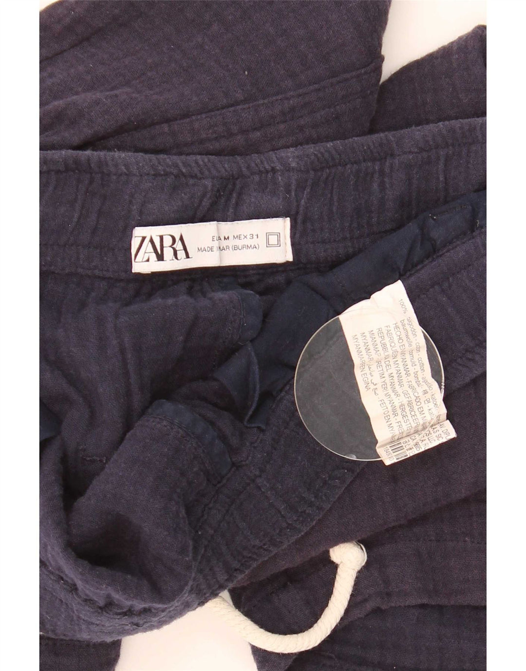 Zara Hombre Pantalones Cortos Sport Medio Azul Marino Algodón