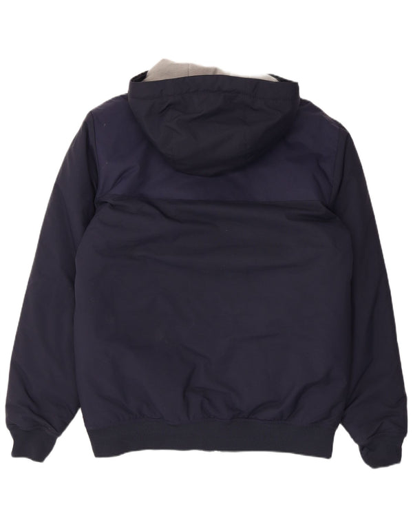 Adidas Chaqueta cortavientos con capucha para hombre UK 38 Medium Azul marino Poliéster