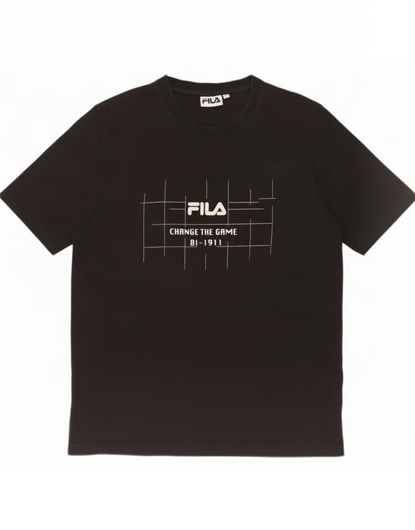 Fila Camiseta gráfica para hombre Top Medium Black Cotton