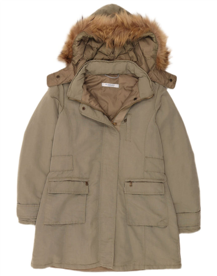 Marella Abrigo acolchado extragrande con capucha para mujer UK 8 Small Caqui Poliamida