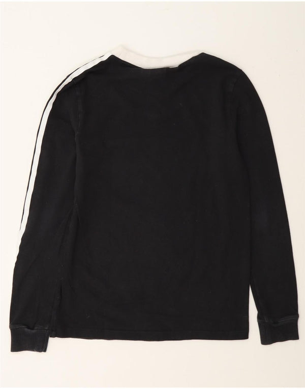 Adidas Mujer Top Manga Larga UK 6 XS Negro Colorblock Algodón