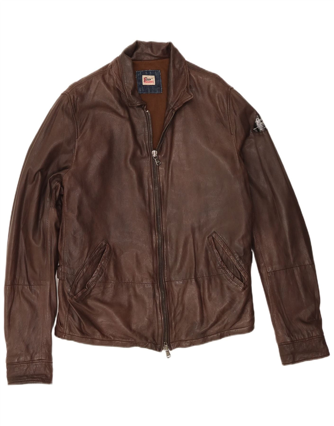 Roy Rogers Chaqueta de cuero para hombre IT 50 Cuero marrón grande