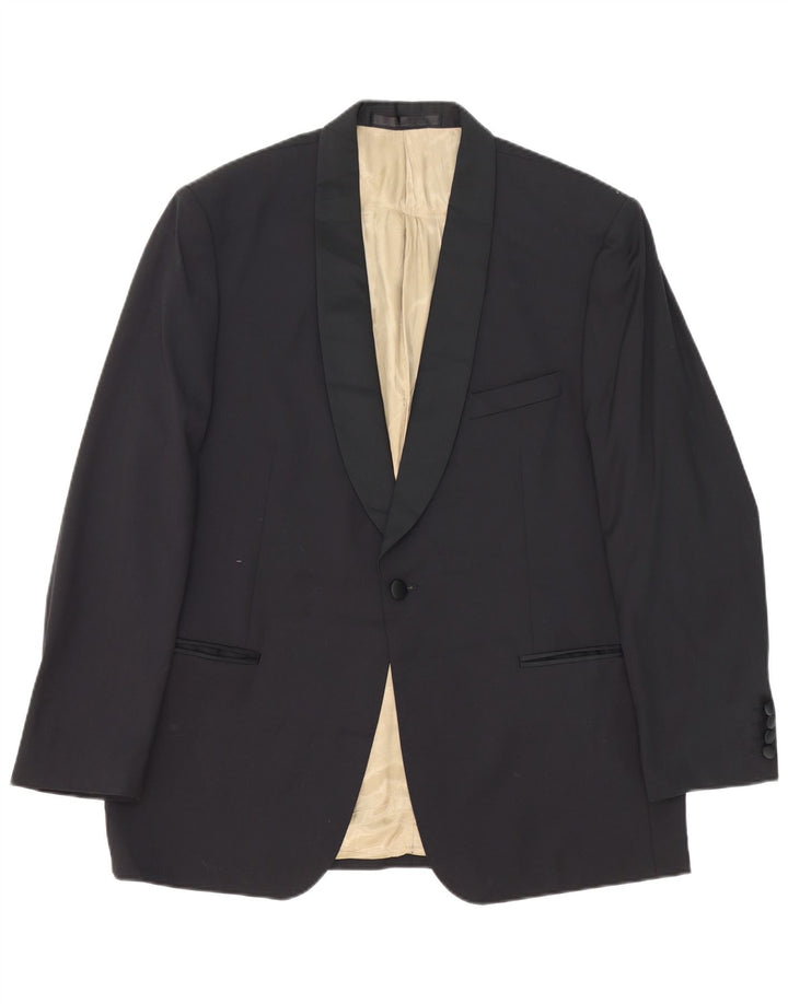 Marks & Spencer Chaqueta tipo blazer con 1 botón para hombre, talla 40, lana negra mediana