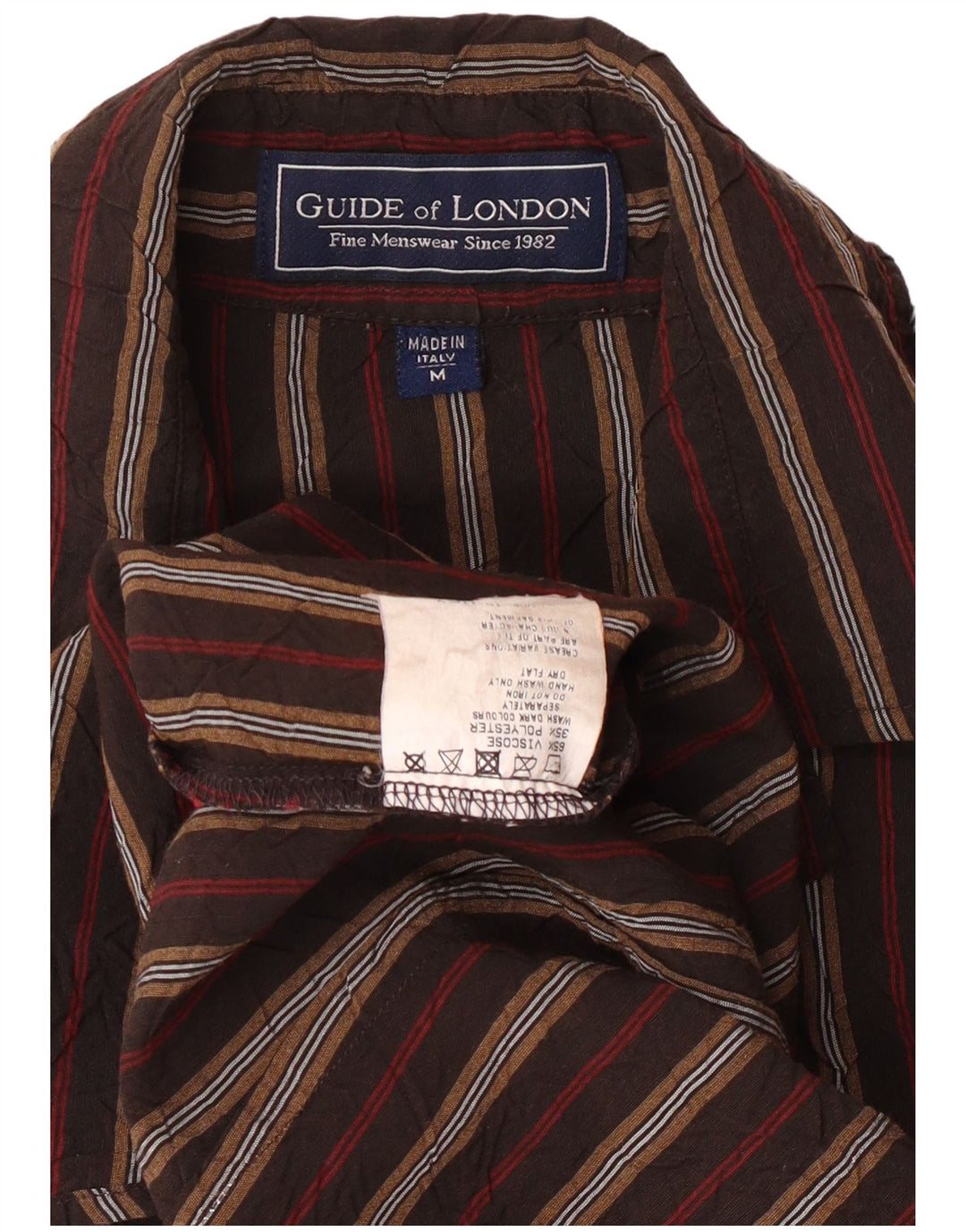 GUIDE LONDON Camisa De Hombre Viscosa A Rayas Marrón Medio