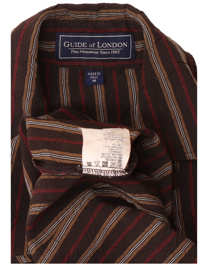GUIDE LONDON Camisa De Hombre Viscosa A Rayas Marrón Medio