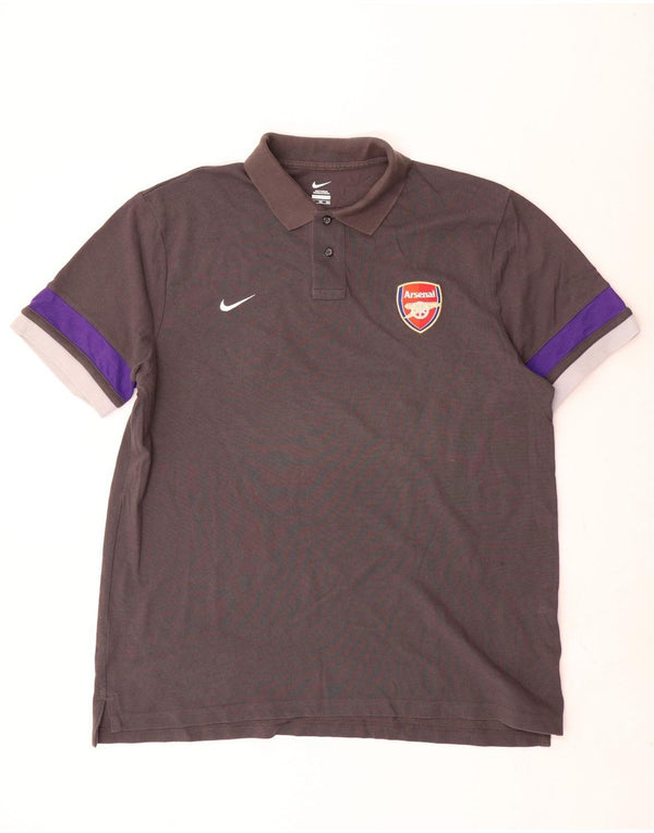 Nike Arsenal Polo para hombre, talla 2XL, algodón gris con bloques de color