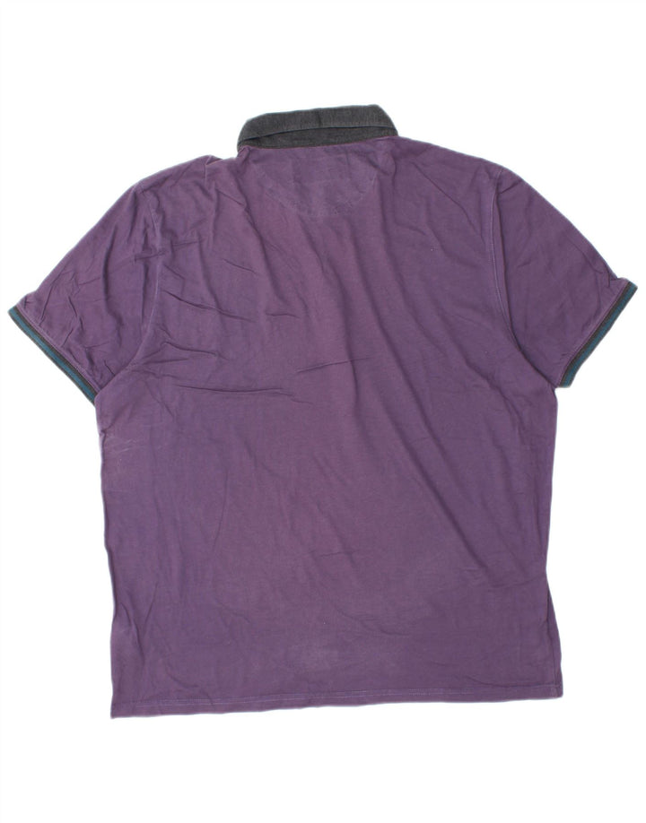 TED BAKER Polo para hombre Talla 6 2XL Algodón color block morado