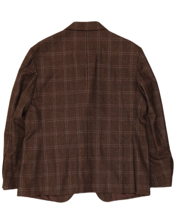 Vintage hombres 3 botones Blazer chaqueta Reino Unido 38 cheque marrón medio