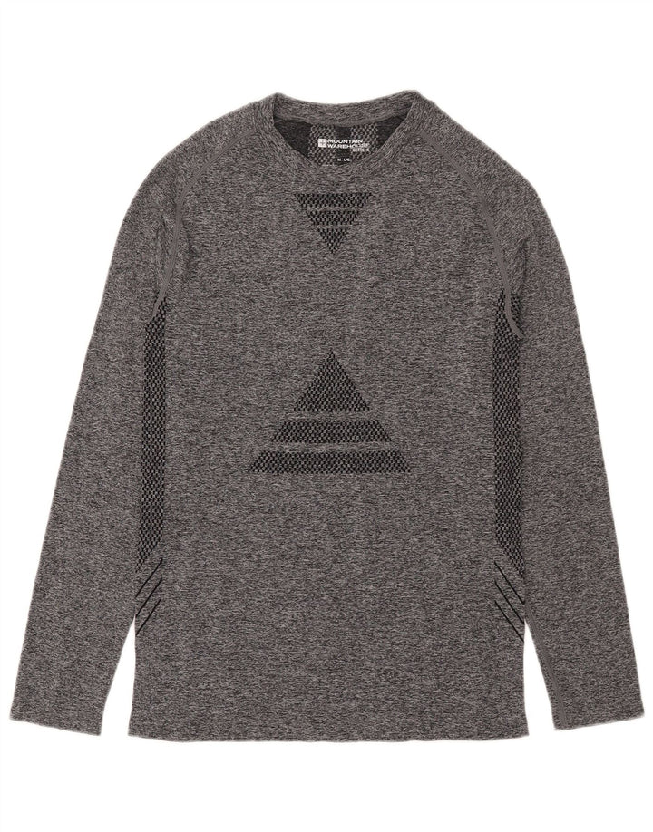 Camiseta de hombre Mountain Warehouse de manga larga de poliamida geométrica gris medio