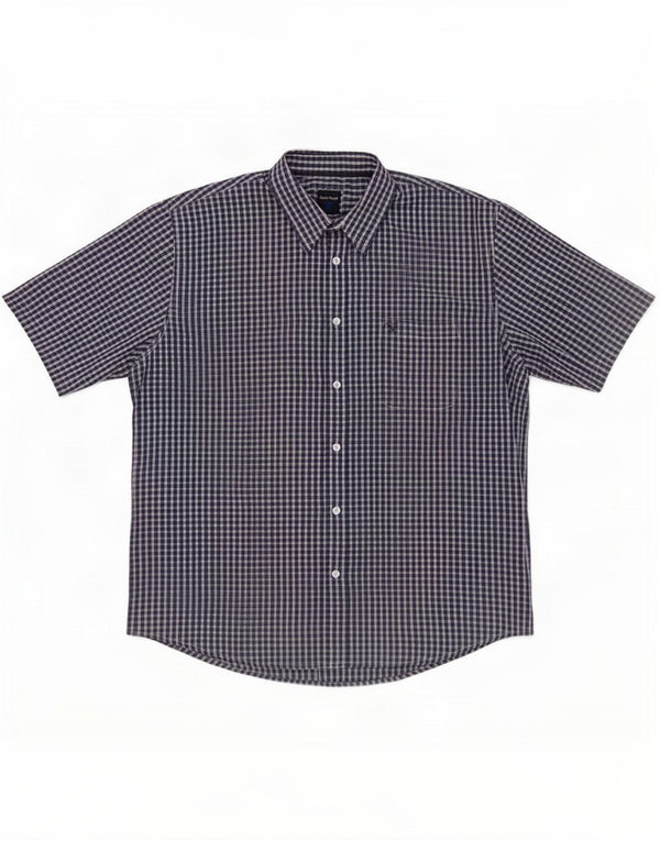 James Pringle Camisa de manga corta para hombre XL Poliéster a cuadros azul marino
