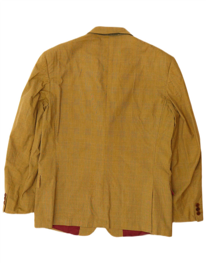BROOKSFIELD Mens 2 Button Blazer Jacket IT 52 XL Yellow Check Cotton