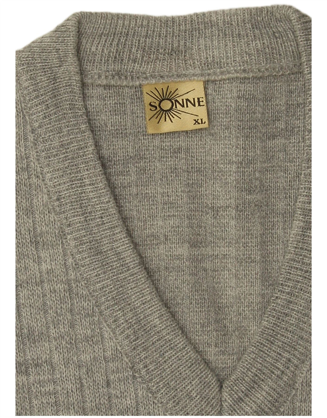 VINTAGE Chaleco para hombre Camiseta sin mangas XL Acrílico a rayas grises