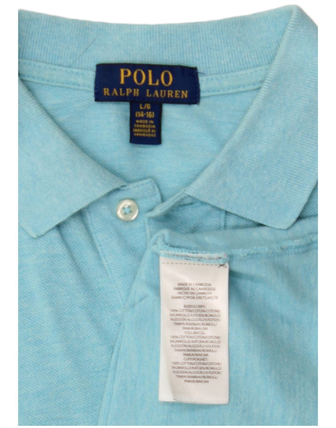 POLO RALPH LAUREN Polo para niño 14-15 años Grande Azul Algodón