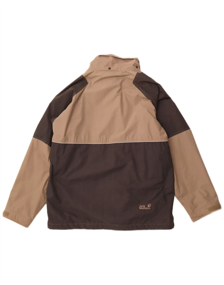 Jack Wolfskin Chubasquero para hombre UK 42 XL Beige Colorblock Poliéster