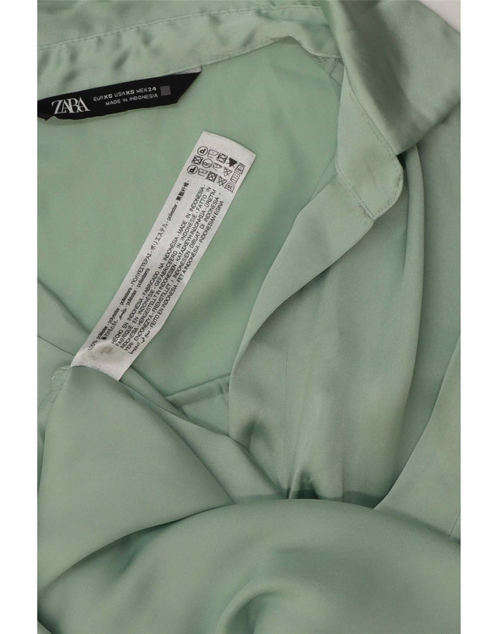 Zara Mujer Blusa Camisa Extragrande UK 6 XS Poliéster Verde