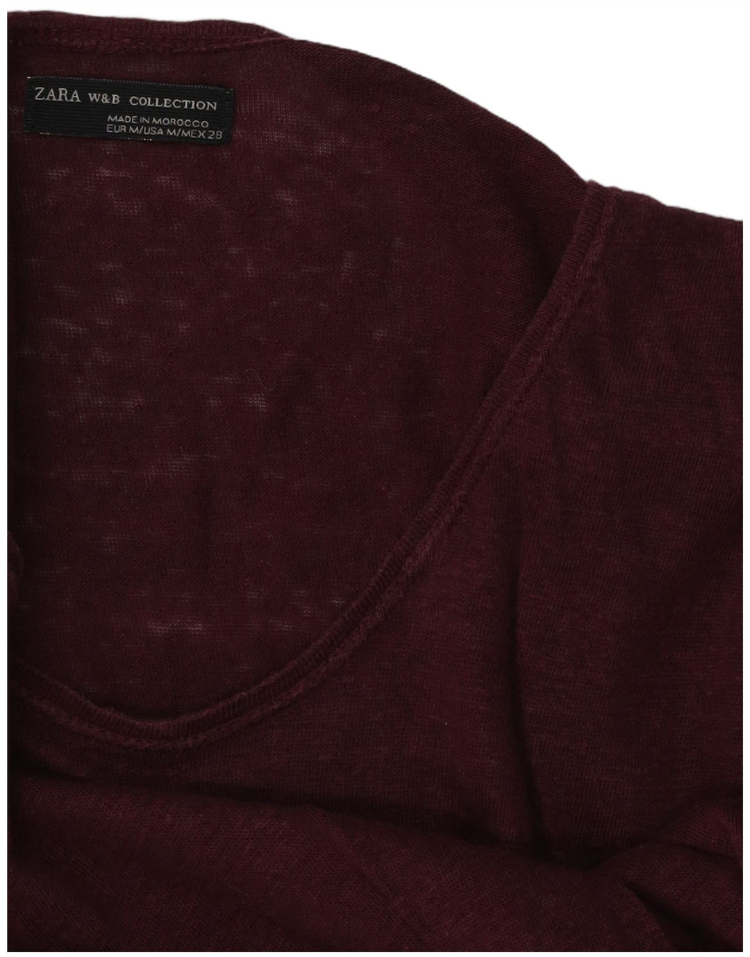 Zara Mujer Camiseta Top UK 44 Medium Borgoña