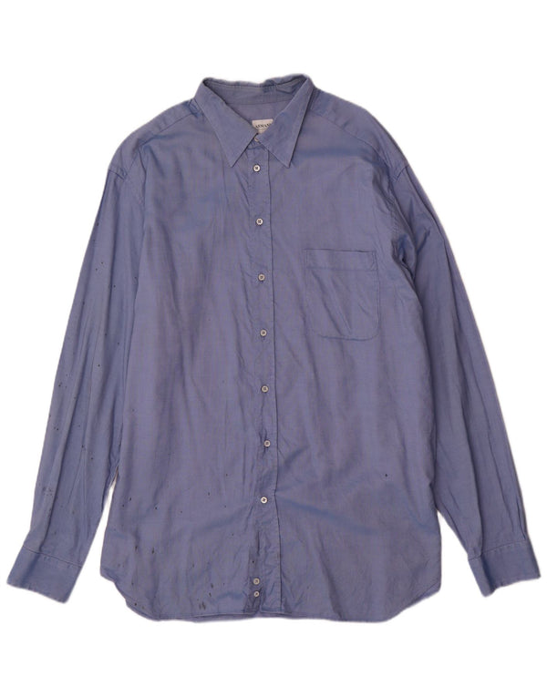 Armani Collezioni Camisa para hombre Talla 46 18 1/2 2XL Algodón azul