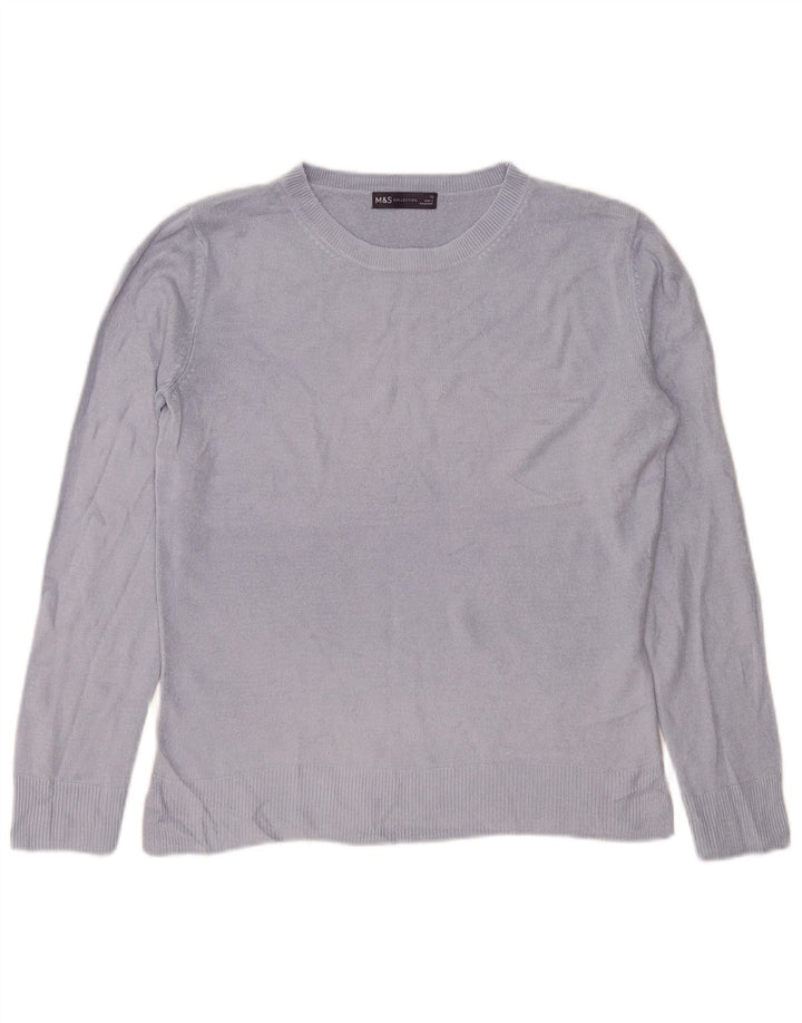 Marks & Spencer Jersey extragrande con cuello redondo para mujer, talla 40, color azul pequeño