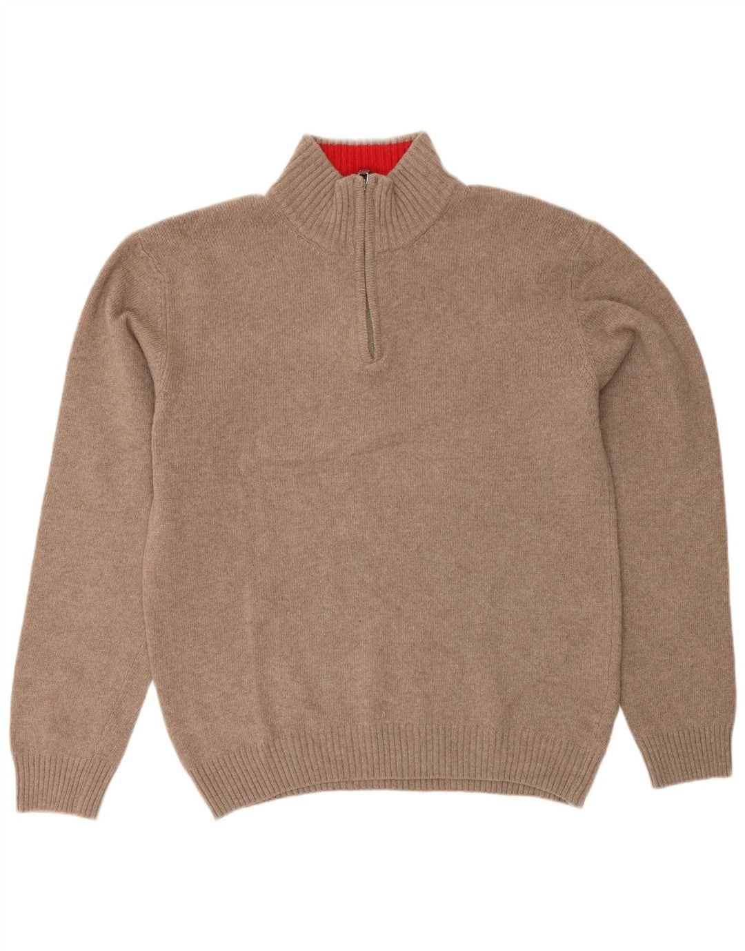 Oscar Et Louise Jersey De Cuello Con Cremallera Para Hombre De Lana Beige Medio