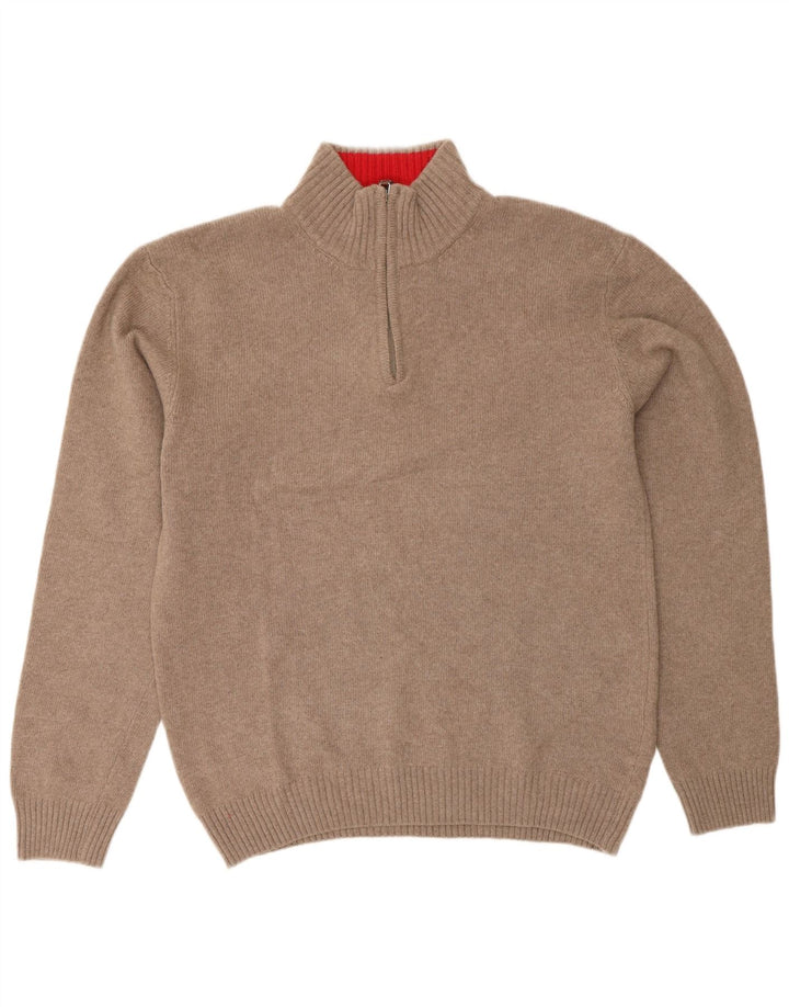 Oscar Et Louise Jersey De Cuello Con Cremallera Para Hombre De Lana Beige Medio