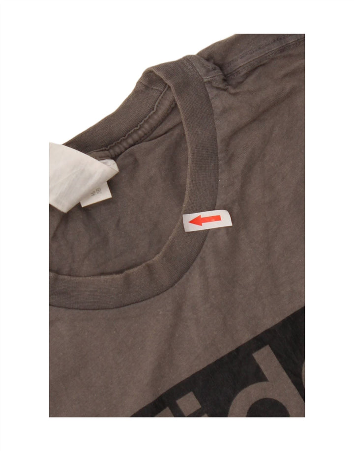 Adidas Hombre Camiseta Gráfica Top Algodón Gris Medio