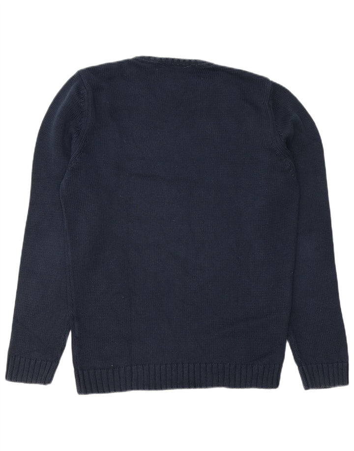 ZARA Hombre Jersey Cuello Redondo Jersey Medio Azul Marino Algodón
