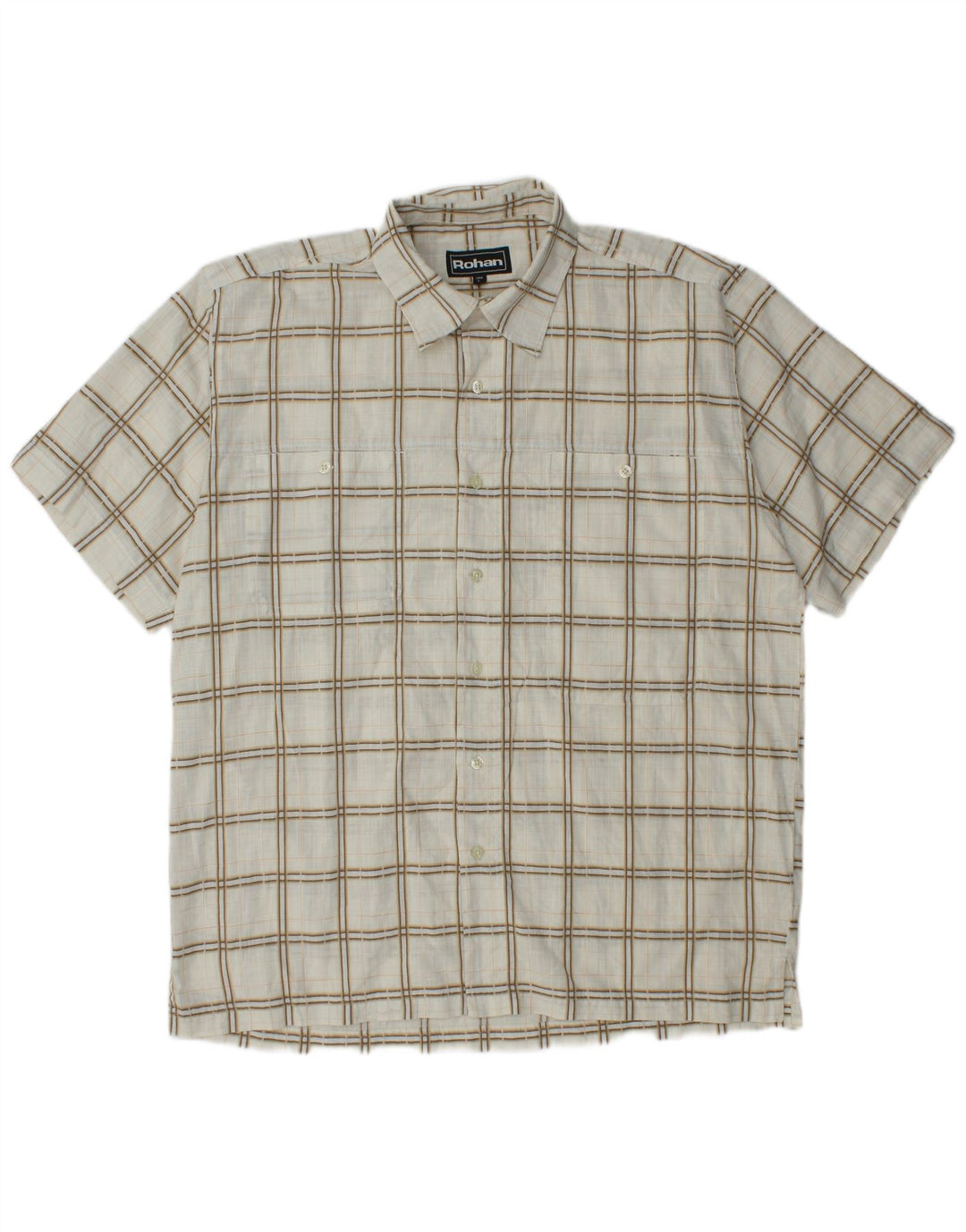 Rohan Camisa De Manga Corta Para Hombre Poliéster A Cuadros Blanco Roto Grande