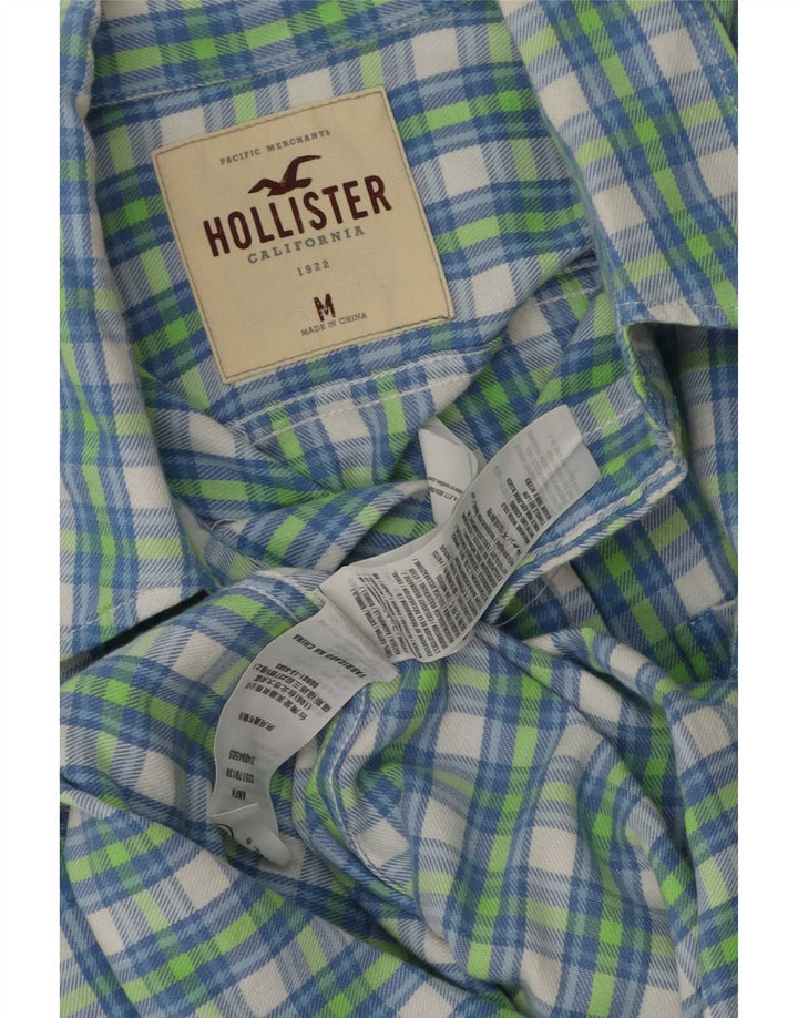 Camisa Hollister Hombre De Franela De Algodón A Cuadros Azul Medio
