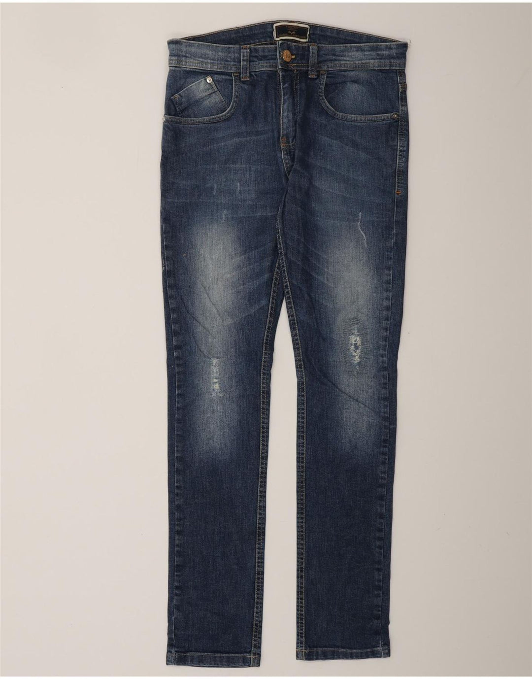 ZARA Vaqueros ajustados desgastados para hombre EU 38 Small W30 L32 Azul