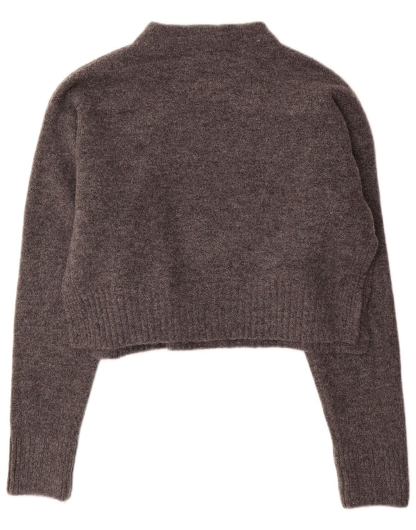 Zara Mujer Crop Turtle Neck Jumper Sweater UK 44 Acrílico Gris Medio