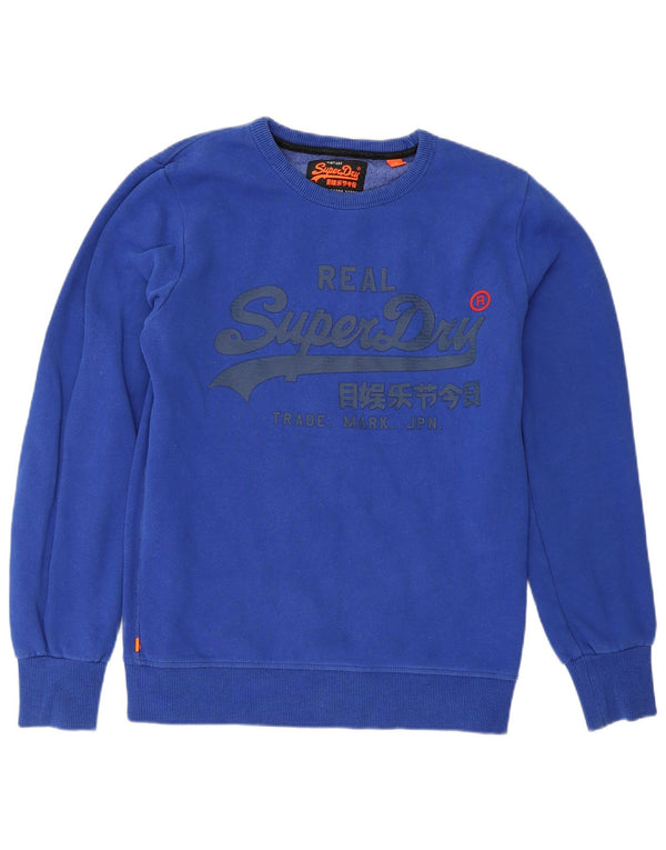 Superdry Hombre Sudadera Gráfica Jersey De Algodón Azul Medio
