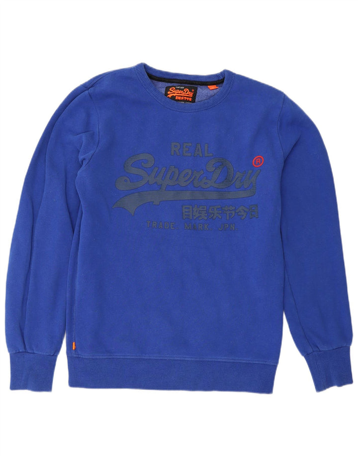 Superdry Hombre Sudadera Gráfica Jersey De Algodón Azul Medio