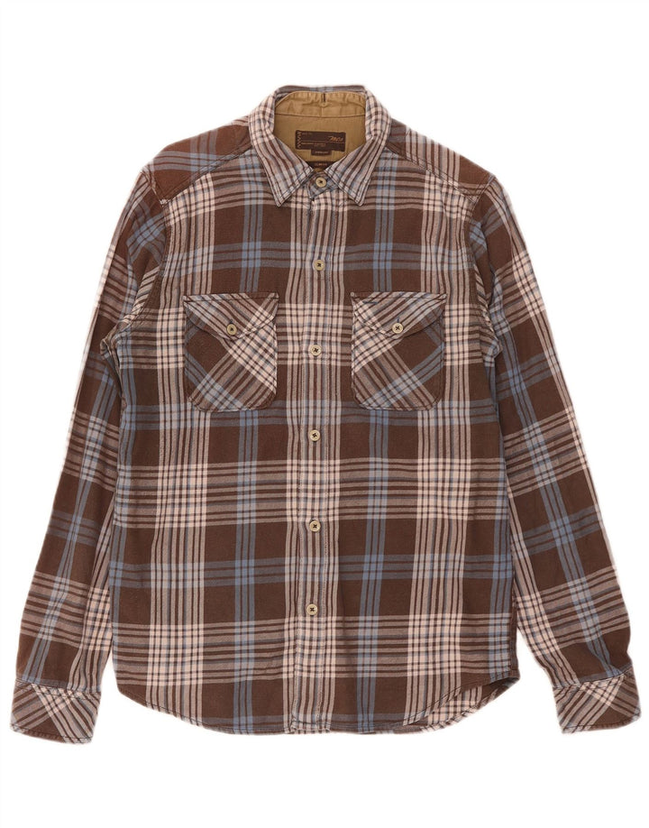 Marlboro Classics Camisa de franela ajustada para hombre Marrón medio