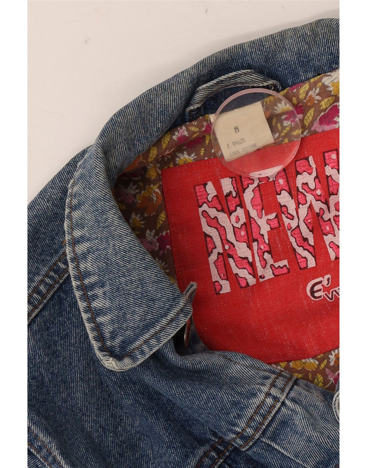 Vintage mujer crop denim chaqueta Reino Unido 14 algodón azul medio