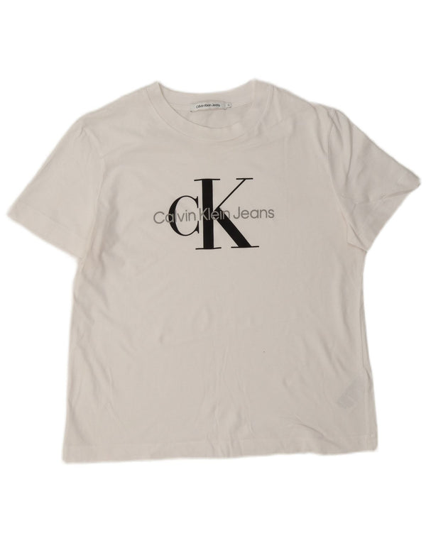 Calvin Klein Jeans Camiseta gráfica para mujer Top UK 18 XL Algodón blanco
