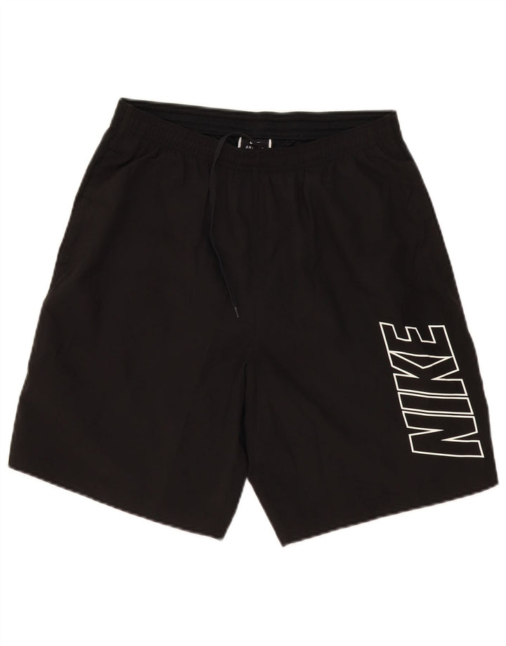 NIKE Pantalones cortos deportivos Dri Fit Graphic para hombre, poliéster negro mediano