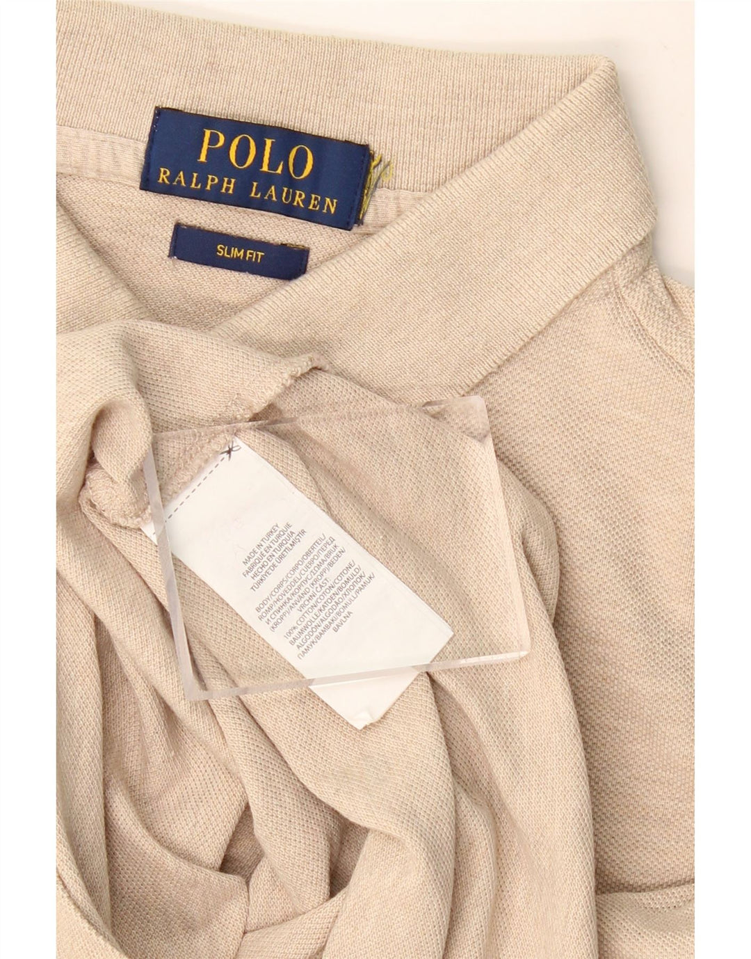 POLO RALPH LAUREN Polo ajustado para hombre de algodón moteado beige pequeño