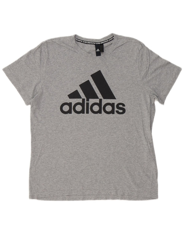 ADIDAS Camiseta gráfica para hombre Top Grande Gris Algodón