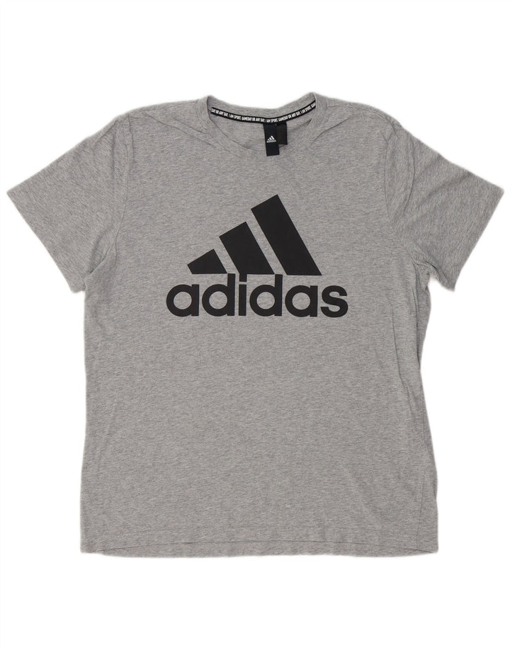 ADIDAS Camiseta gráfica para hombre Top Grande Gris Algodón